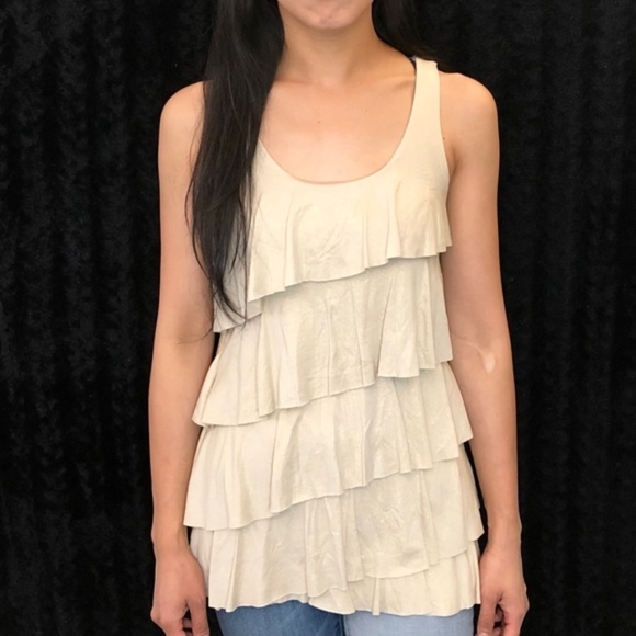 Express Tops - Express glam ruffle layer shimmery tank top blouse